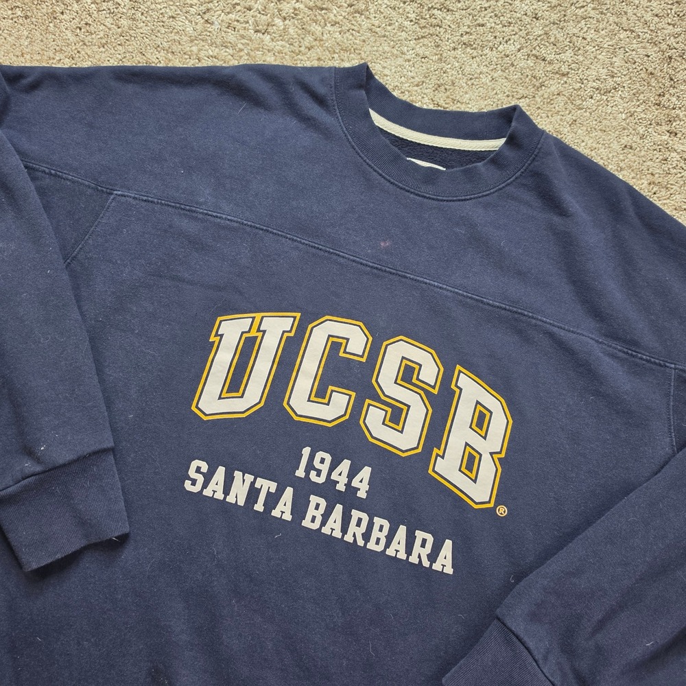 UCSB Santa Barbara Sweatshirt Mens XL Blue Football NCAA Collegiate League 91